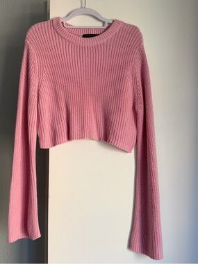 Cropped Knit Sweater Pink